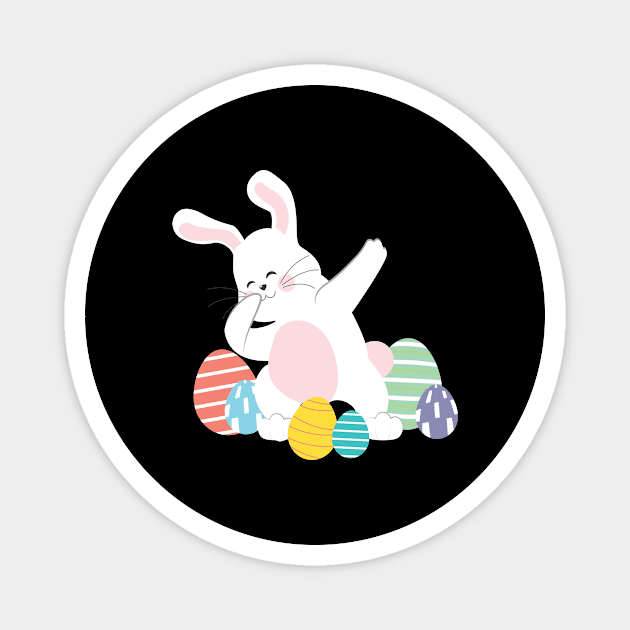 Dabbing Easter Bunny Colorful Easter Egg Magnet by BUBLTEES